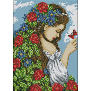 DIY Bead Embroidery Kit girl spring picture - Marlena.shop