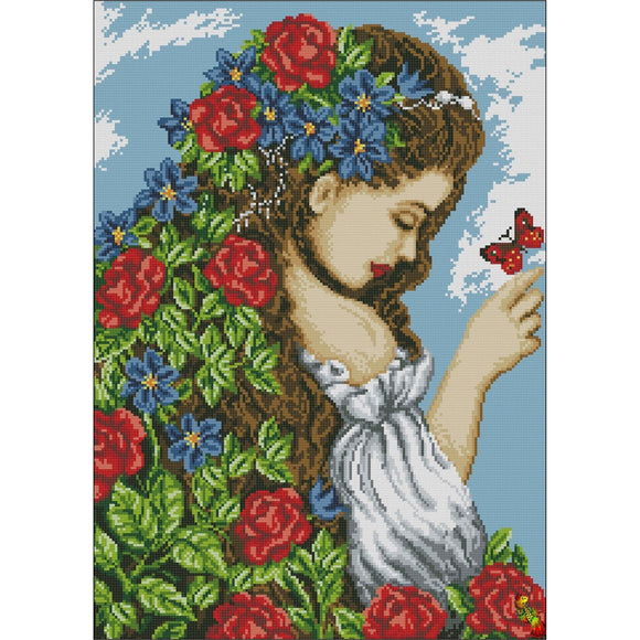 DIY Bead Embroidery Kit girl spring picture - Marlena.shop