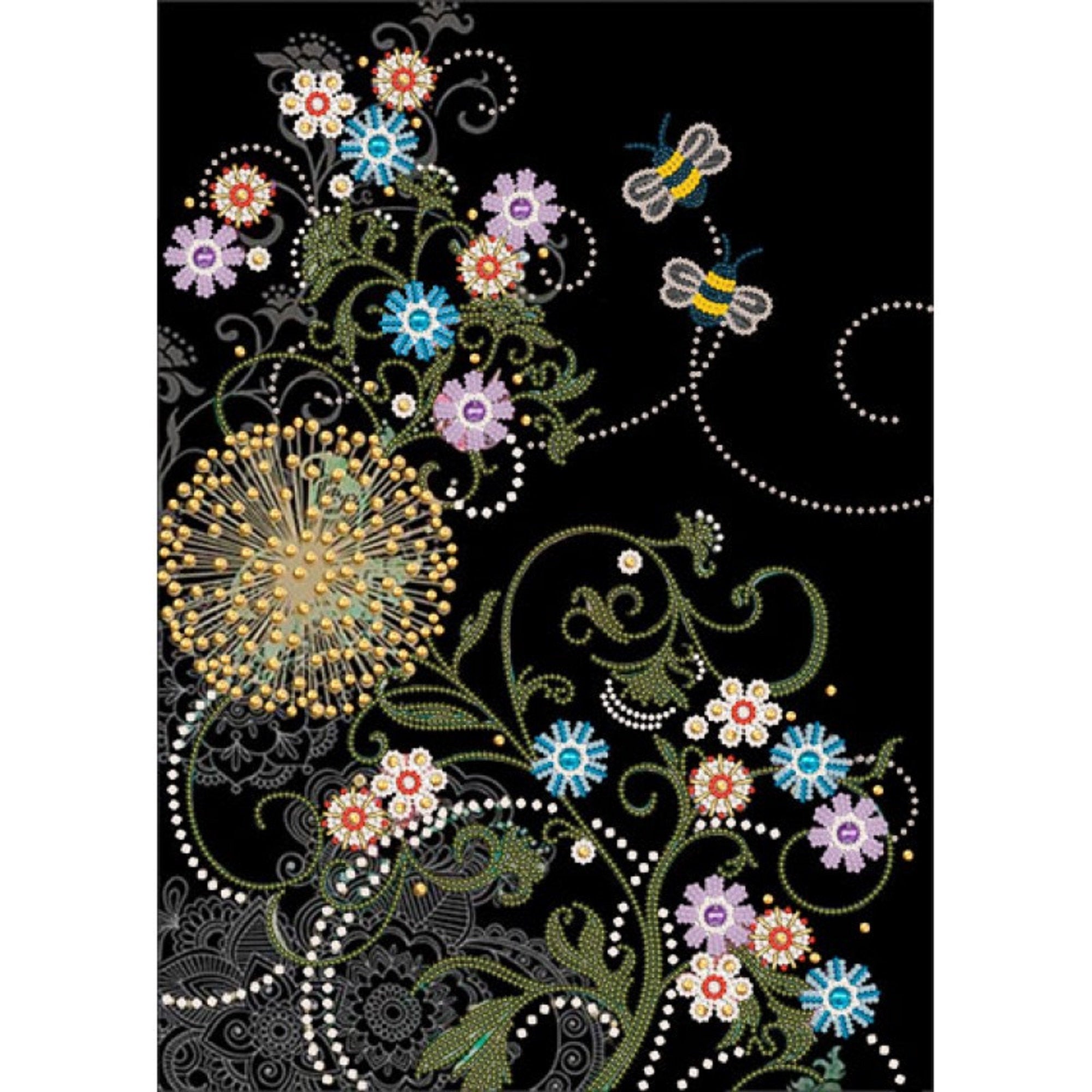 Bead Embroidery Kit DIY Craft Kit Stamped Bead Needlepoint Flowers d3142