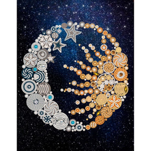 Bead Embroidery kit Moon and sun DIY Beadwork - Marlena.shop