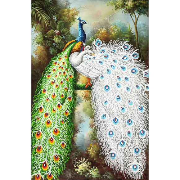 Bead Embroidery Kit peacock DIY Bead stitch painting - Marlena.shop