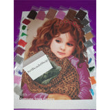 Bead Embroidery Kit Needlepoint Beading Baby Girl and Cat - Marlena.shop