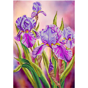 Iris Flower Bead embroidery kit Floral 3D Needlepoint - Marlena.shop