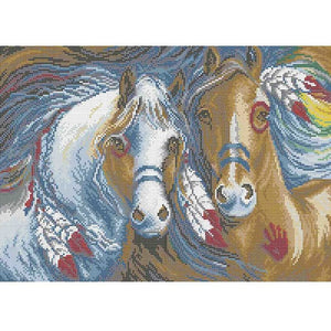 Bead Embroidery Kit DIY picture horses beads - Marlena.shop