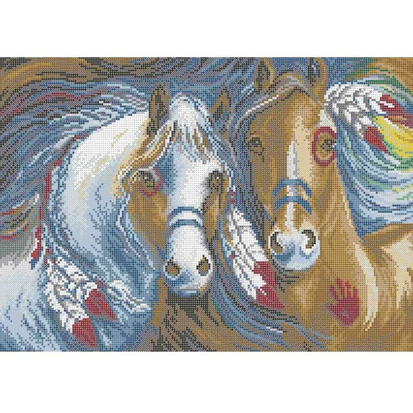 Bead Embroidery Kit DIY picture horses beads - Marlena.shop