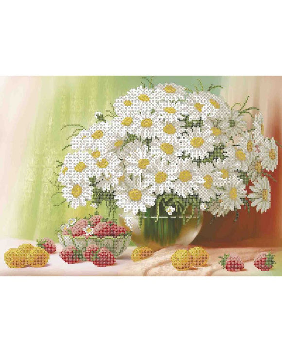 Bead Embroidery Kit DIY CHAMOMILE SUMMER STILL LIFE - Marlena.shop