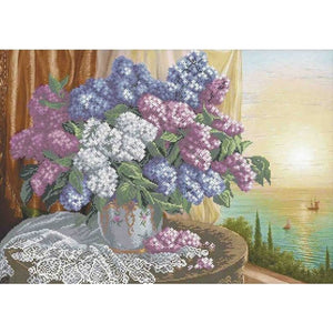 Bead Embroidery Kit DIY lilac bouquet - Marlena.shop