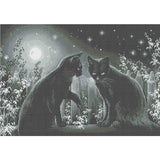 Bead Embroidery Kit DIY picture Moon Cats - Marlena.shop