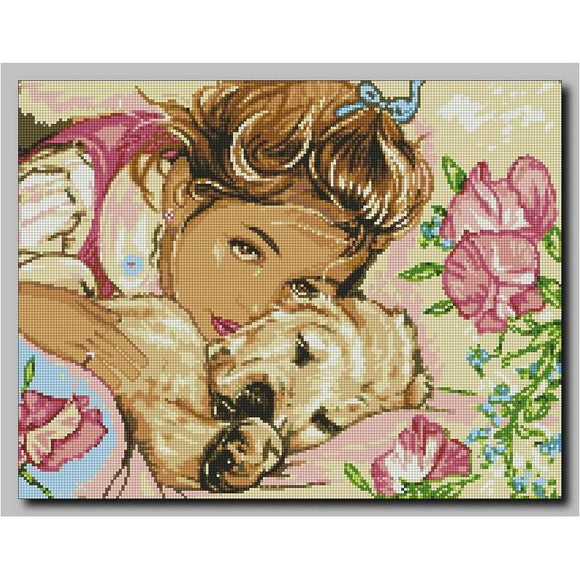Set for Embroidery bead kit baby girl child and dog - Marlena.shop