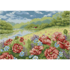 Bead Embroidery Kit poppy field beads - Marlena.shop