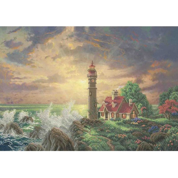 Bead Embroidery Kit LIGHTHOUSE AT SUNSET beads - Marlena.shop
