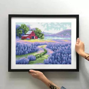 DIY Cross Stitch Kit "Lavender field" needlepoint kit