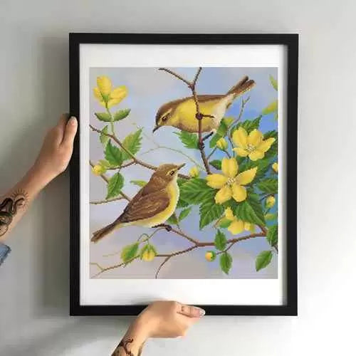 Bead Embroidery Kit DIY BIRDS playful couple