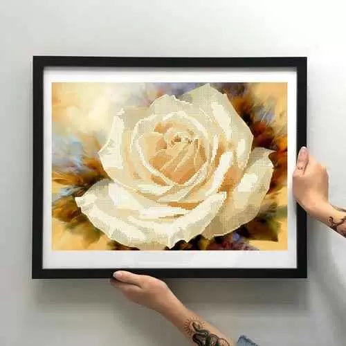 Bead Embroidery Kit Cream rose