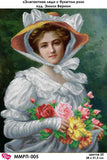 Bead Embroidery Kit Elegant lady with a bouquet of roses, thin. Emily Vernon