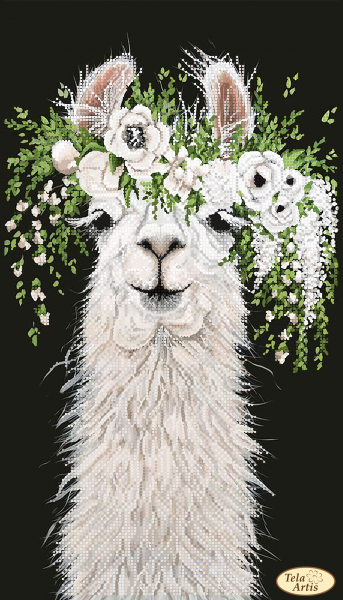 Set for Embroidery bead kit Llama in a wreath