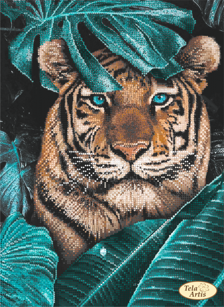 Set for Embroidery bead kit Tiger in the jungle