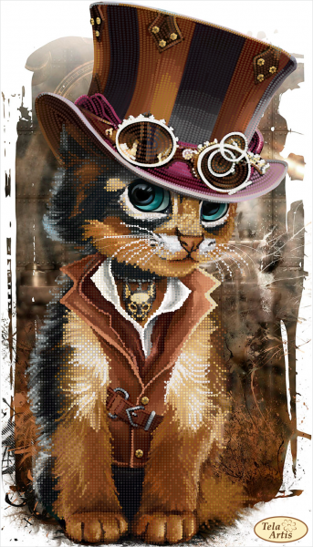 Set for Embroidery bead kit Steampunk. a kitten
