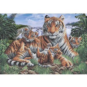 Bead Embroidery Kit DIY picture TIGER FAMILY - Marlena.shop