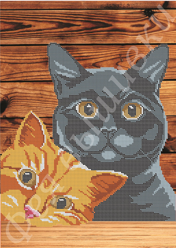 Bead kit two cats DIY Bead Embroidery Kit