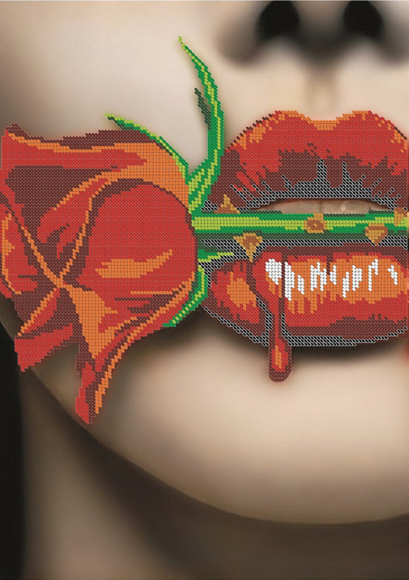 Bead Embroidery Kit ROSE ON LIPS beadwork DIY