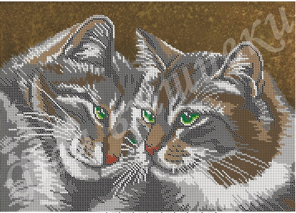 DIY Bead Embroidery Kit gray cats