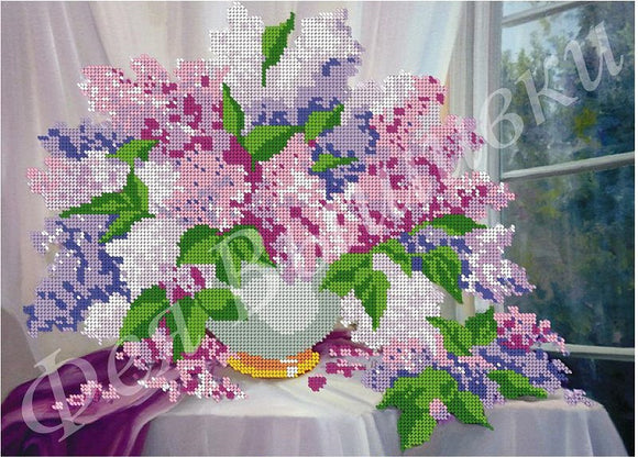 DIY Bead Embroidery kit Lilac bouquet