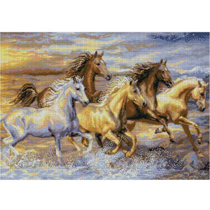 Bead Embroidery Kit DIY picture horses sea - Marlena.shop