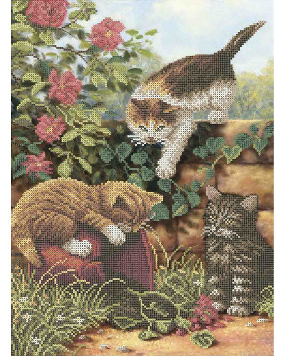 Bead Embroidery Kit DIY FUNNY KITTENS - Marlena.shop