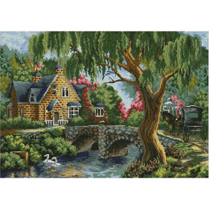 Bead Embroidery Kit beautiful house by the stream - Marlena.shop