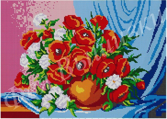 DIY Bead Embroidery kit poppy bouquet