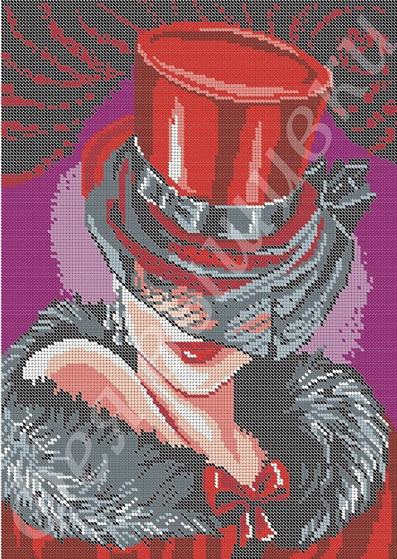 DIY Bead Embroidery Kit lady in a hat