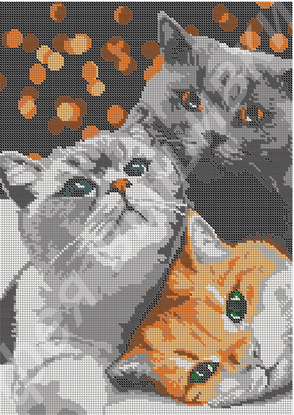 Bead kit three cats DIY Bead Embroidery Kit